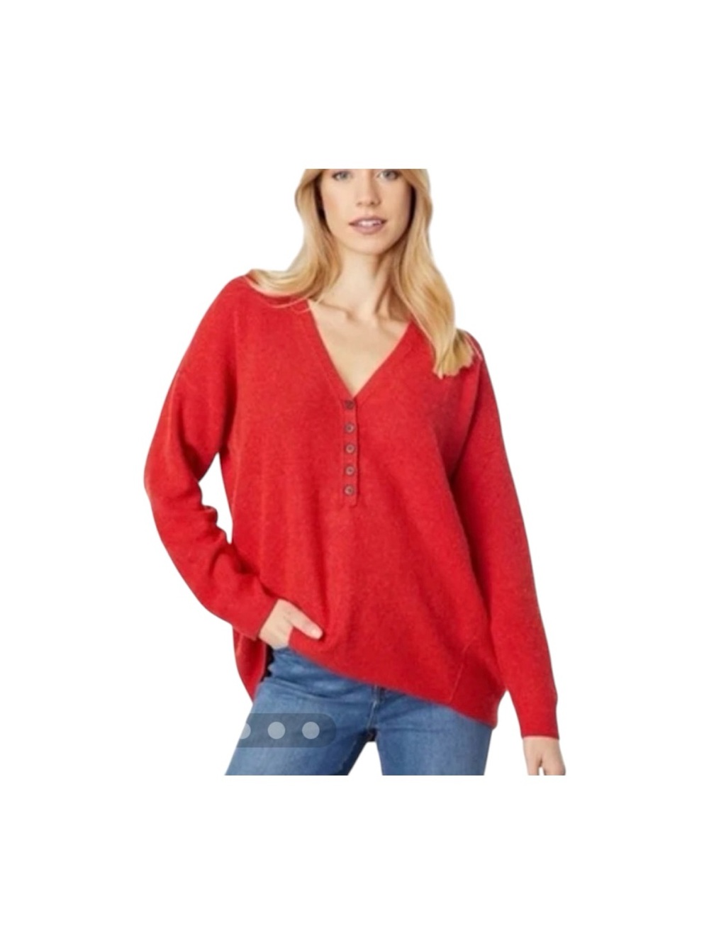 Madewell Soft Red Wool Alpaca Blend V-Neck Long Sleeves Sweater Size Medium